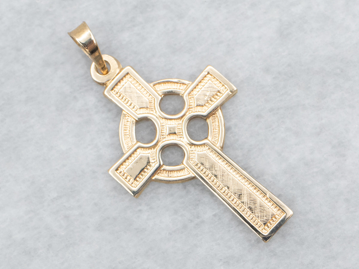 Yellow 14K Gold Celtic Cross Pendant