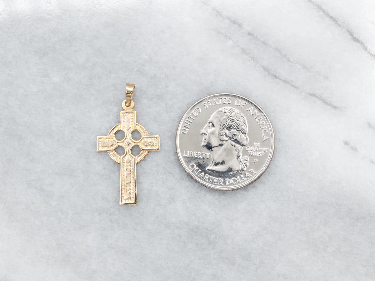 Yellow 14K Gold Celtic Cross Pendant