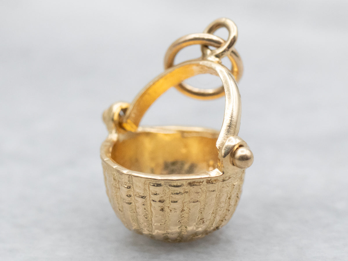 Vintage Gold Nantucket Basket Charm