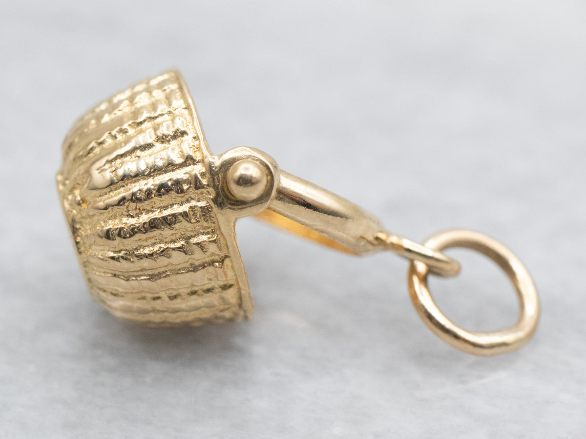 Vintage Gold Nantucket Basket Charm