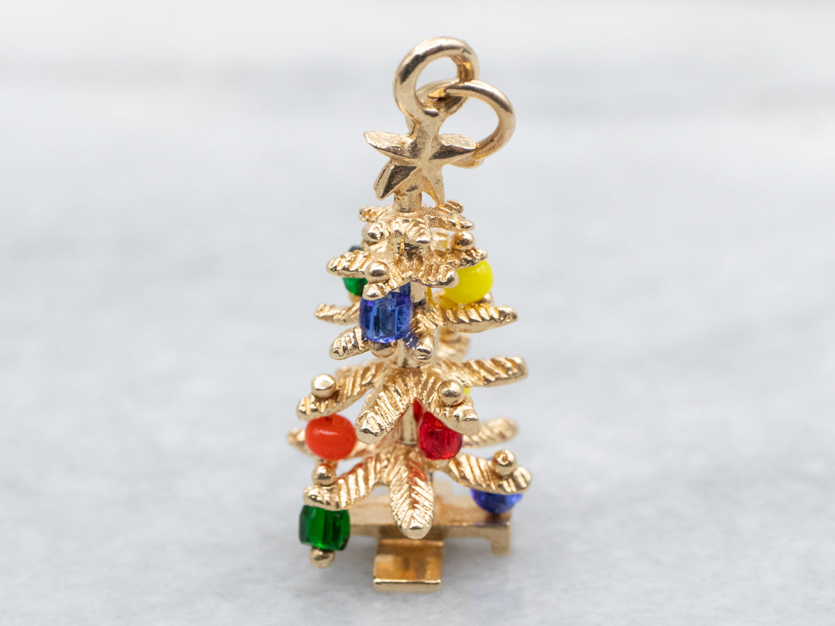 Tree Pendant with Multi Colored Beads