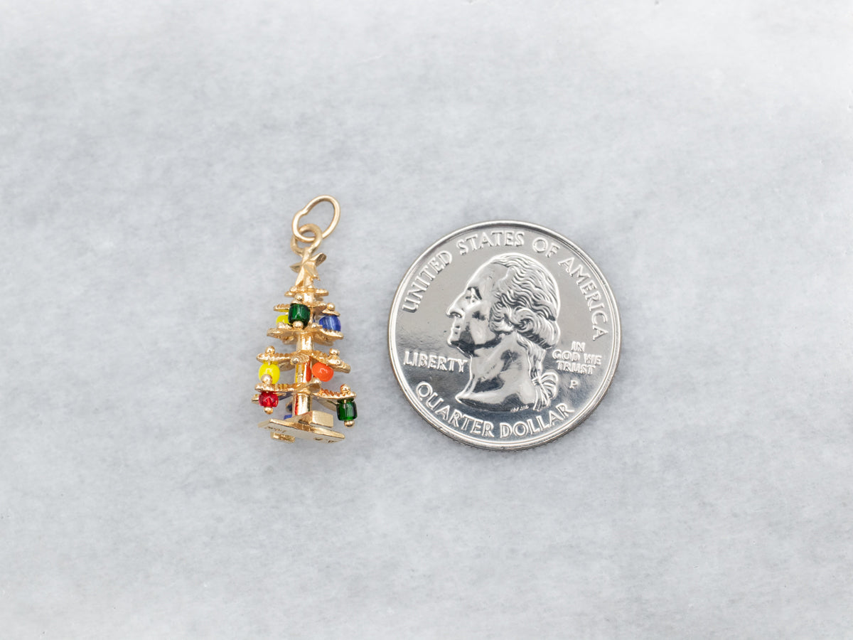 Tree Pendant with Multi Colored Beads