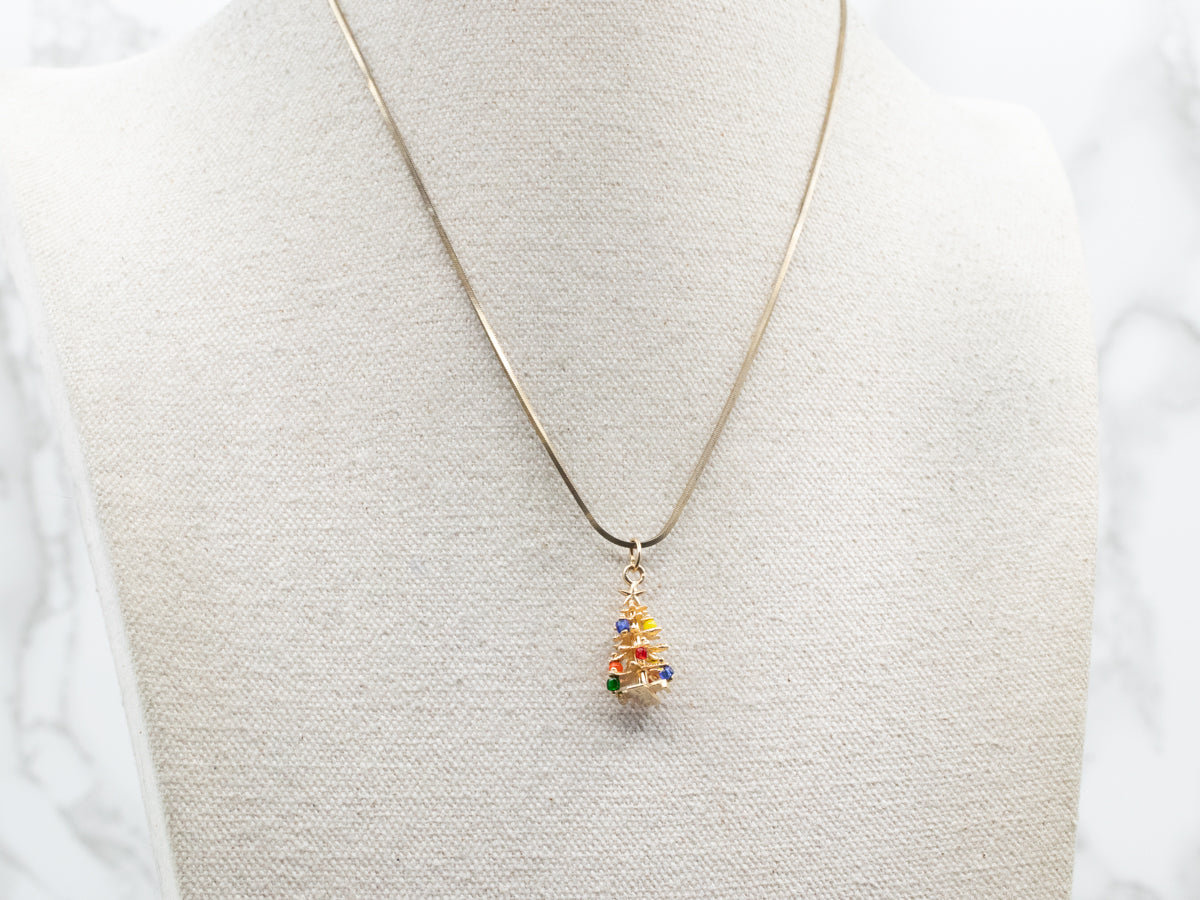 Tree Pendant with Multi Colored Beads