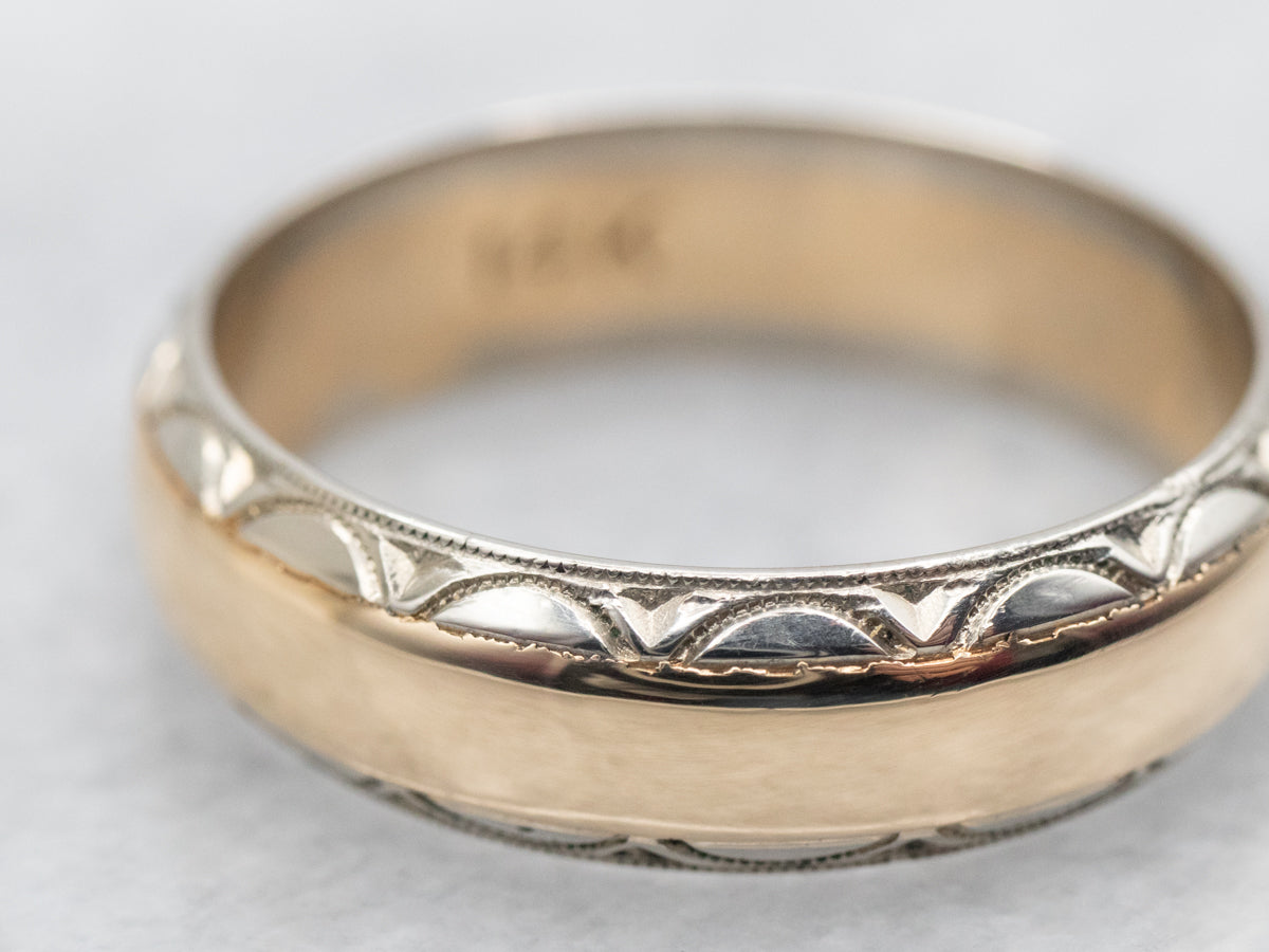Mid Century Two Tone Gold Pattern Edge Band