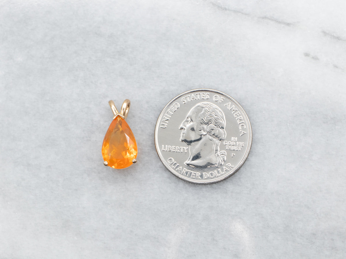 Fire Opal Solitaire Pendant