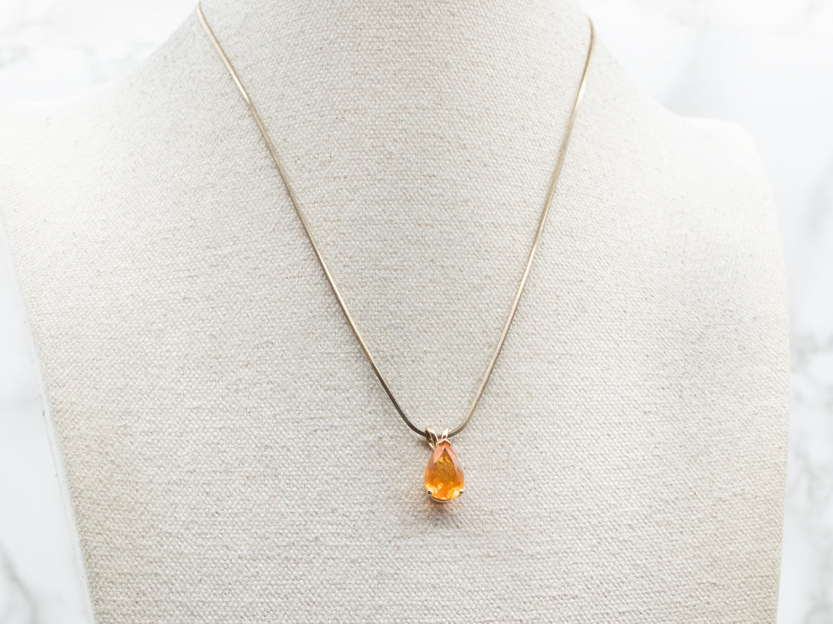 Fire Opal Solitaire Pendant
