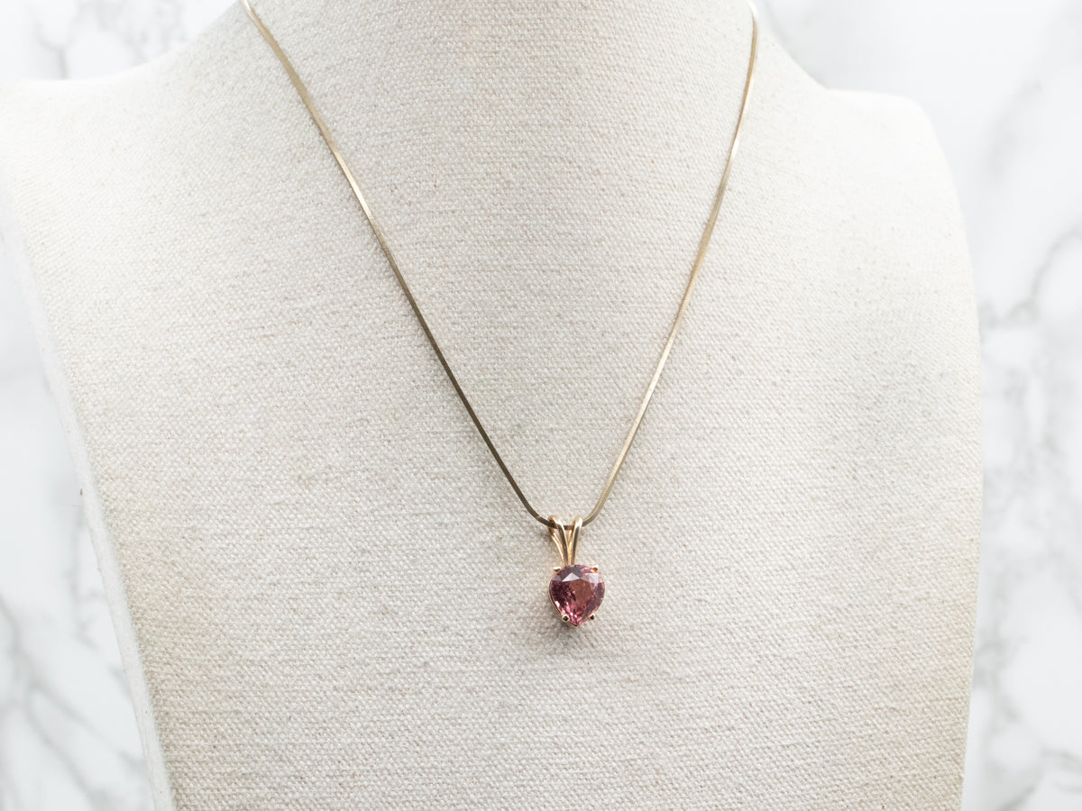 Colgante Solitario De Turmalina Rosa Dulce