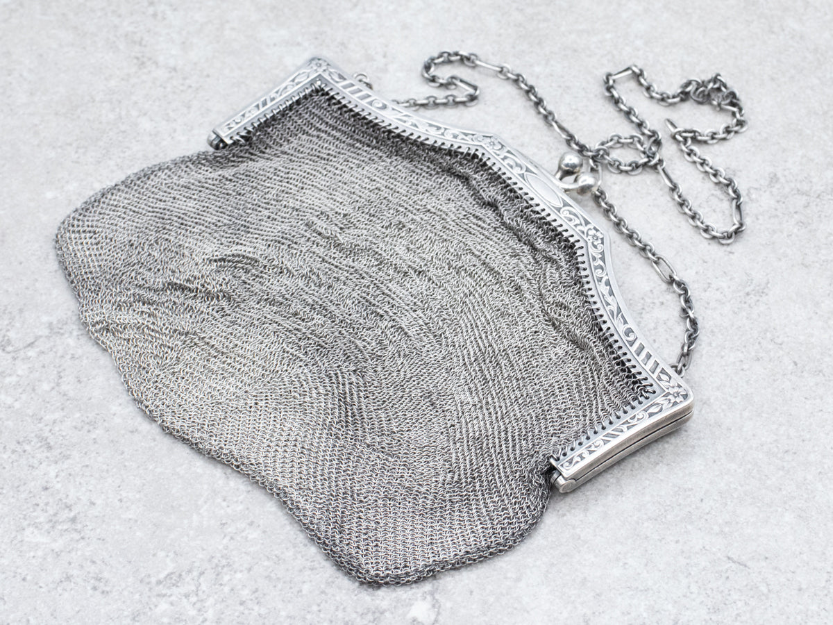 Sterling Silver Art Deco Mesh Purse