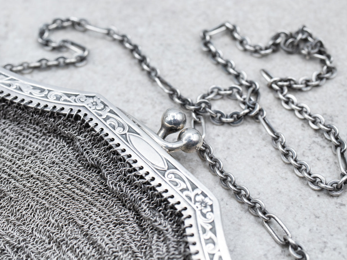 Sterling Silver Art Deco Mesh Purse