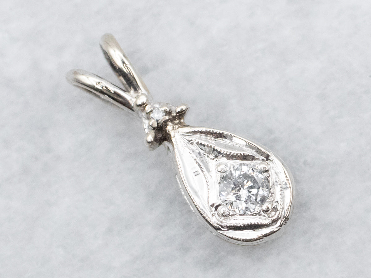 Teardrop Shaped Pendant with Diamond Accent