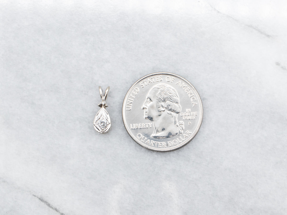 Teardrop Shaped Pendant with Diamond Accent