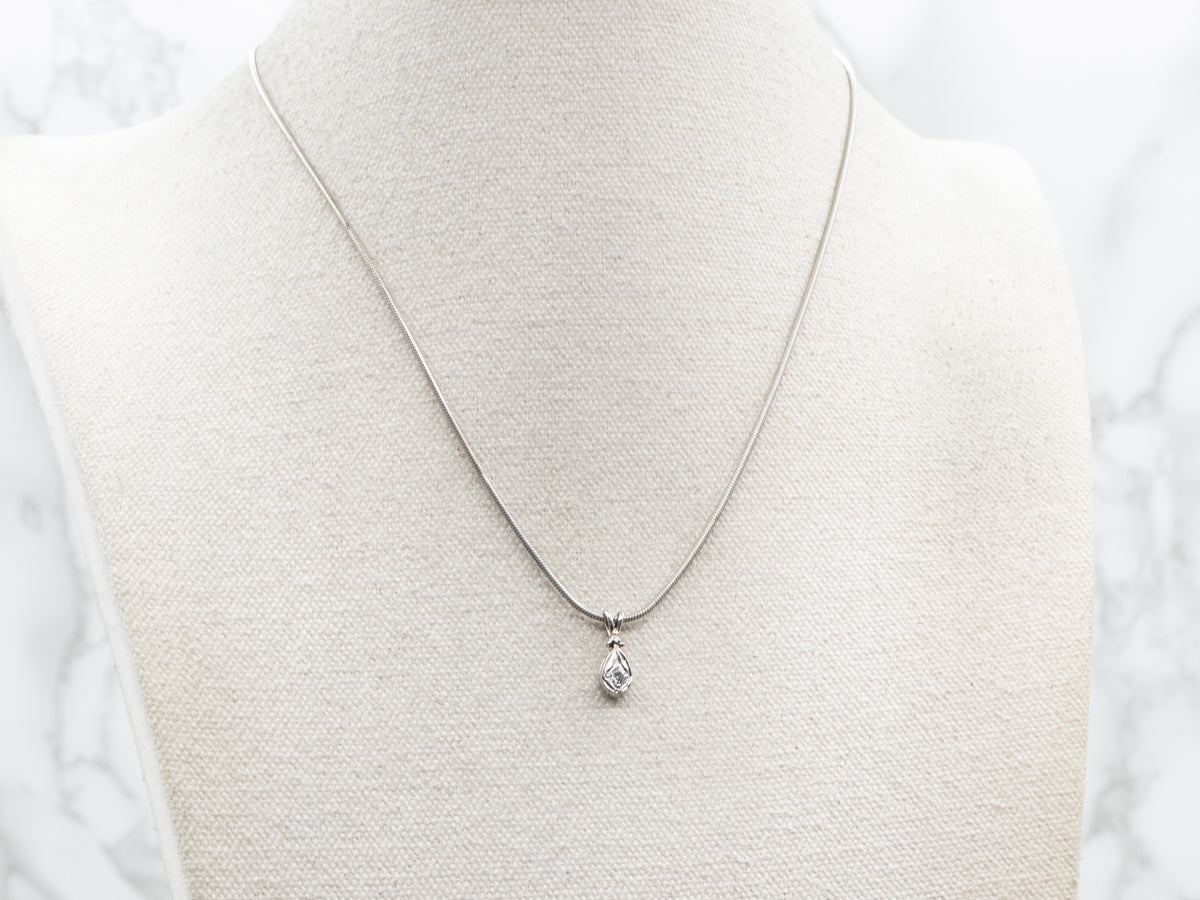 Teardrop Shaped Pendant with Diamond Accent
