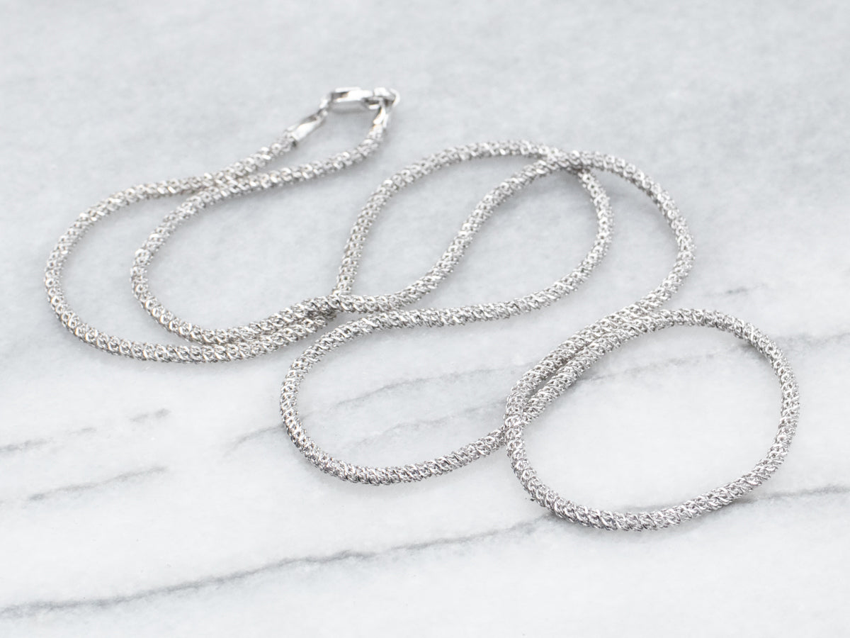 White Gold Sparkly Snake Chain with Lobster Clasp
