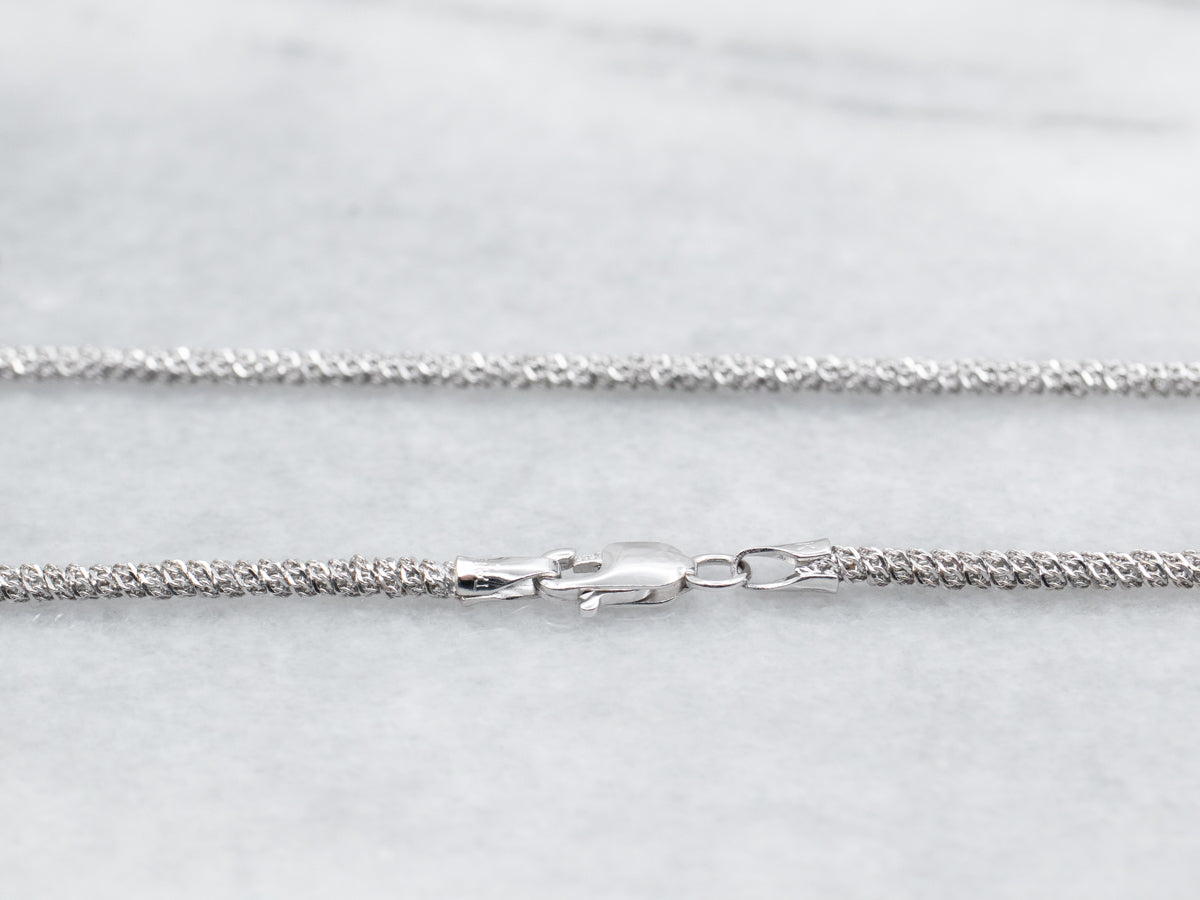 White Gold Sparkly Snake Chain with Lobster Clasp