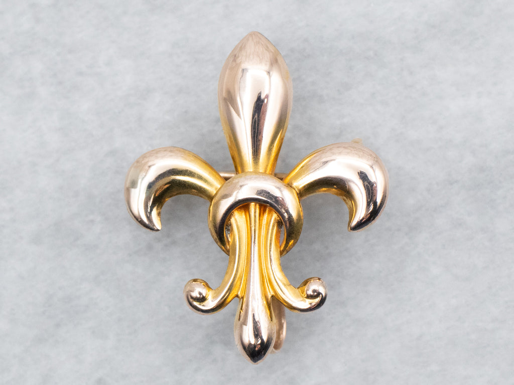 Petit Pendentif Vintage FIX Plaqué Or - Motif Fleur De Lys (Occasion)