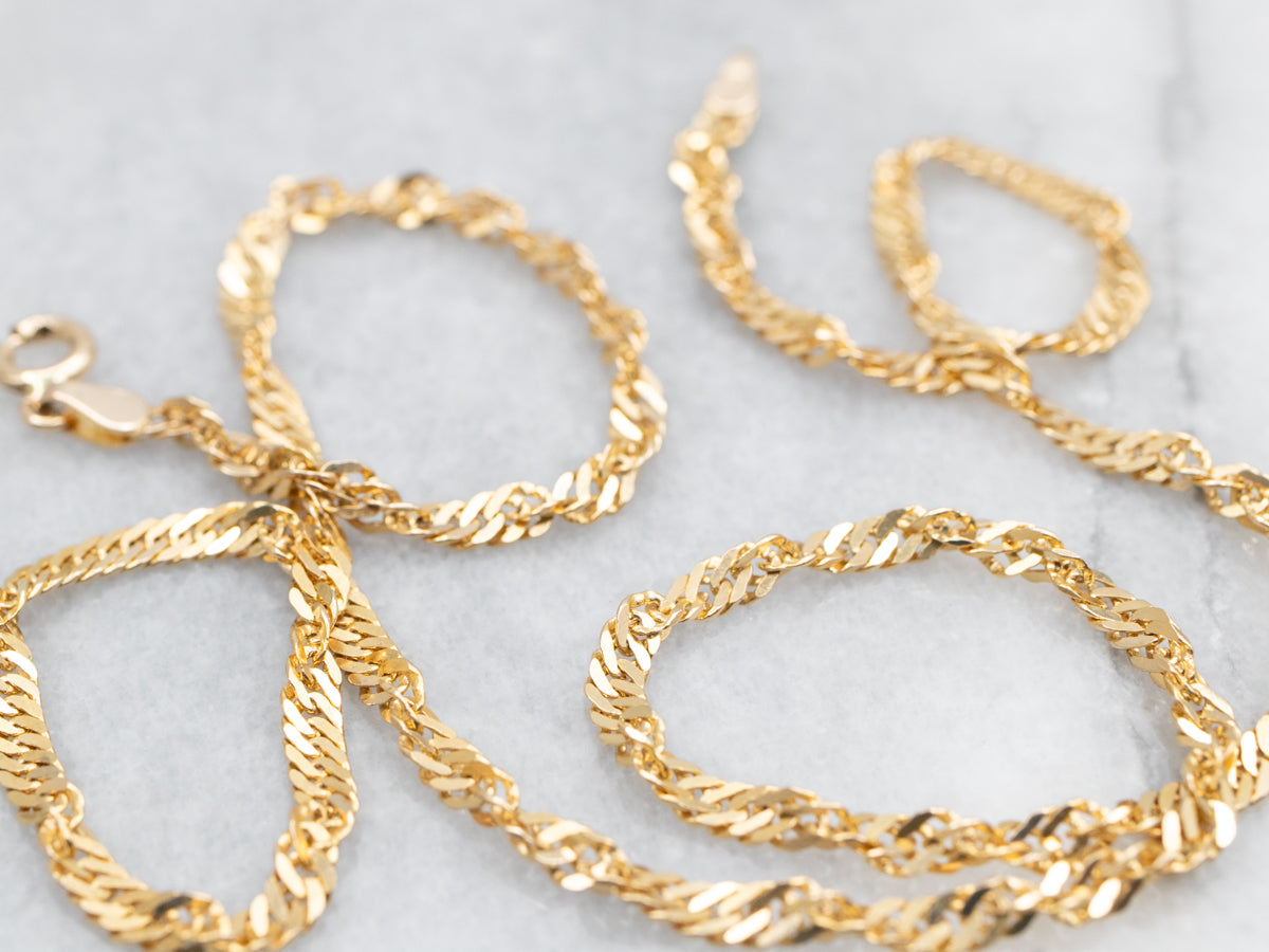 Yellow Gold Singapore Chain with Spring Ring Clasp