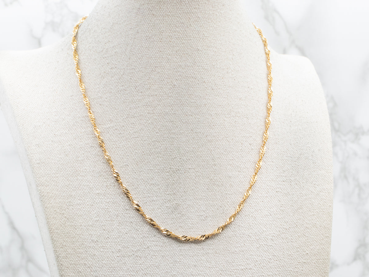 Yellow Gold Singapore Chain with Spring Ring Clasp
