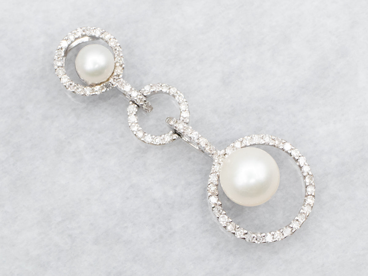 Colgante de diamantes y perlas de agua salada en oro blanco