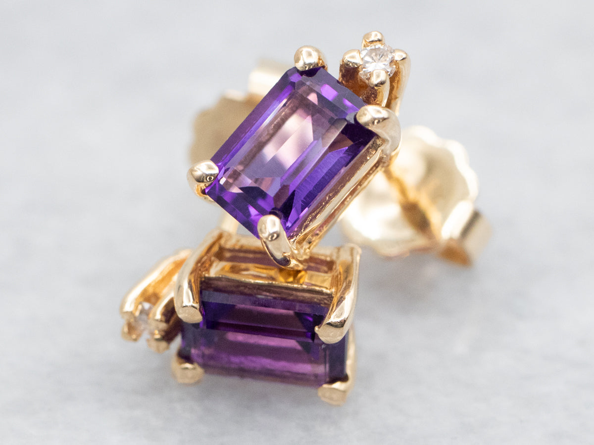 Bonitos aretes de amatista y diamantes