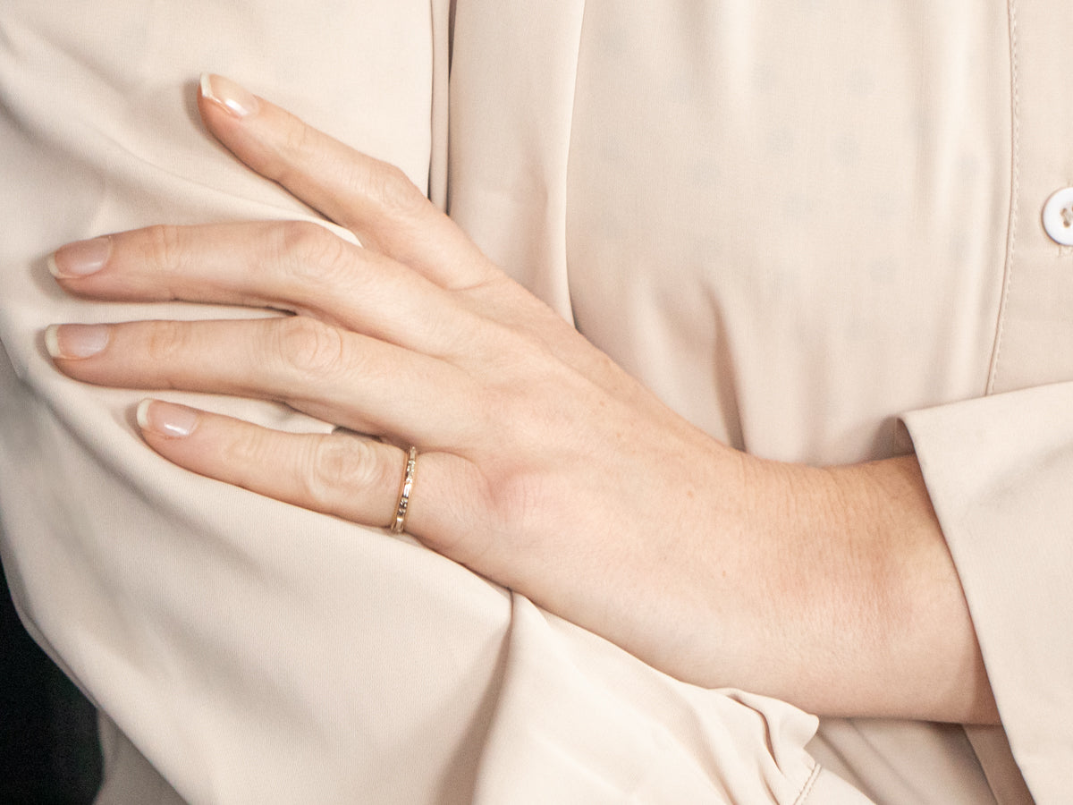 Two Tone Gold Forget-Me-Not Pattern Band