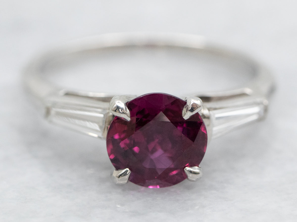 Platinum Pink Sapphire and Diamond Ring