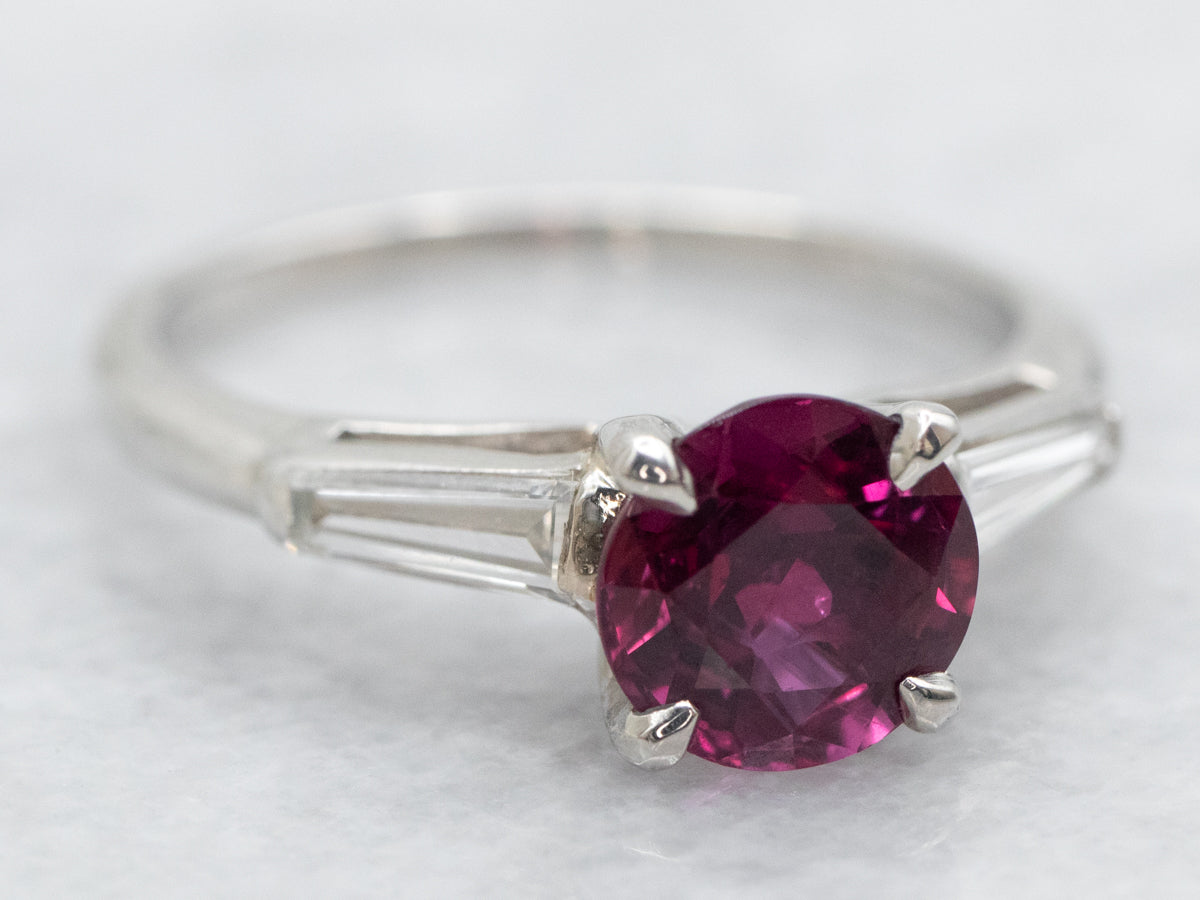 Platinum Pink Sapphire and Diamond Ring