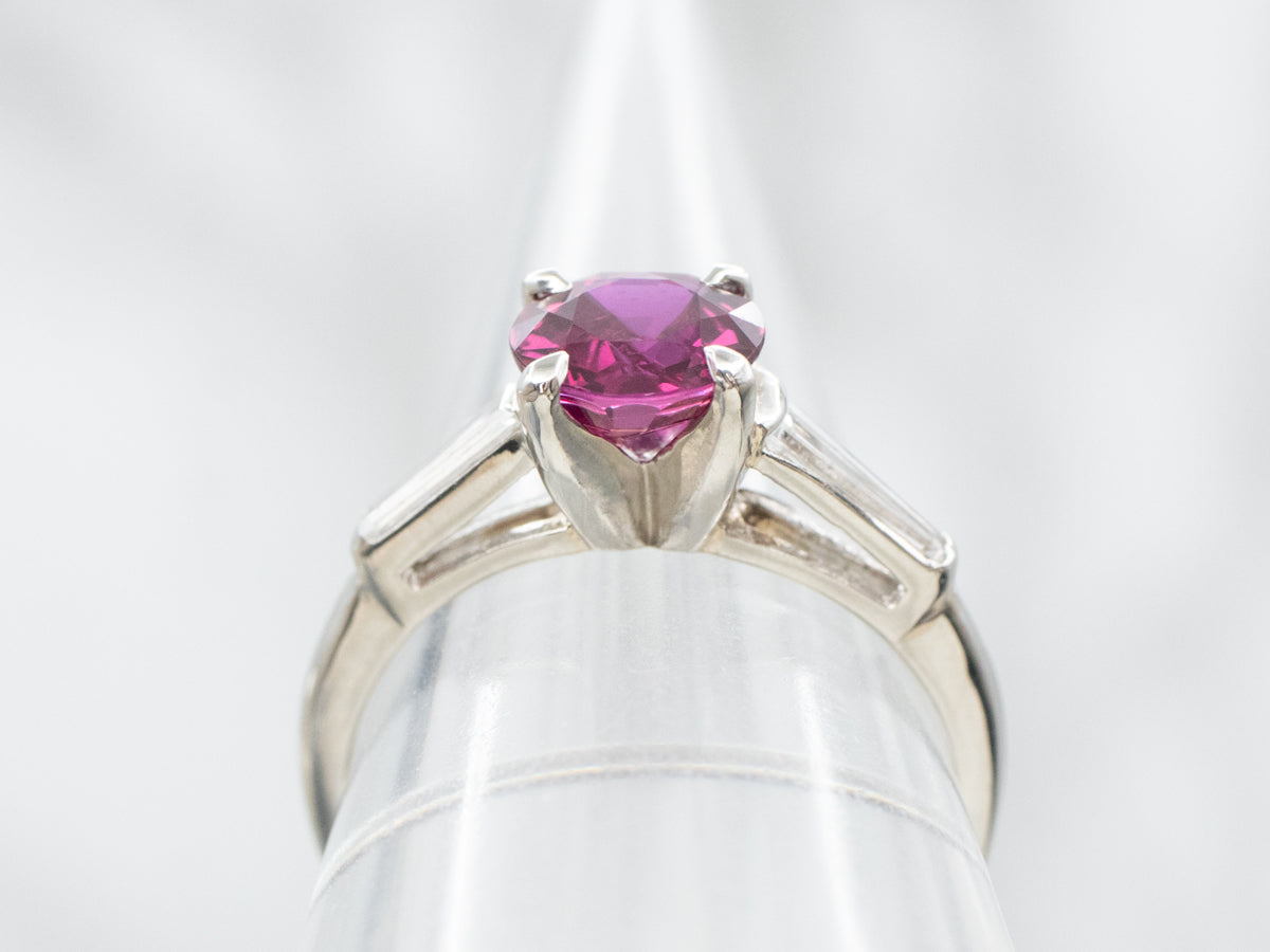 Platinum Pink Sapphire and Diamond Ring
