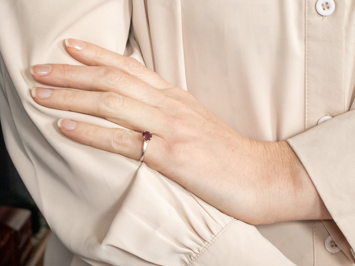 Platinum Pink Sapphire and Diamond Ring