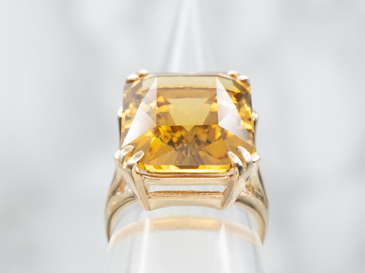 Citrine Cocktail Split Shank Ring