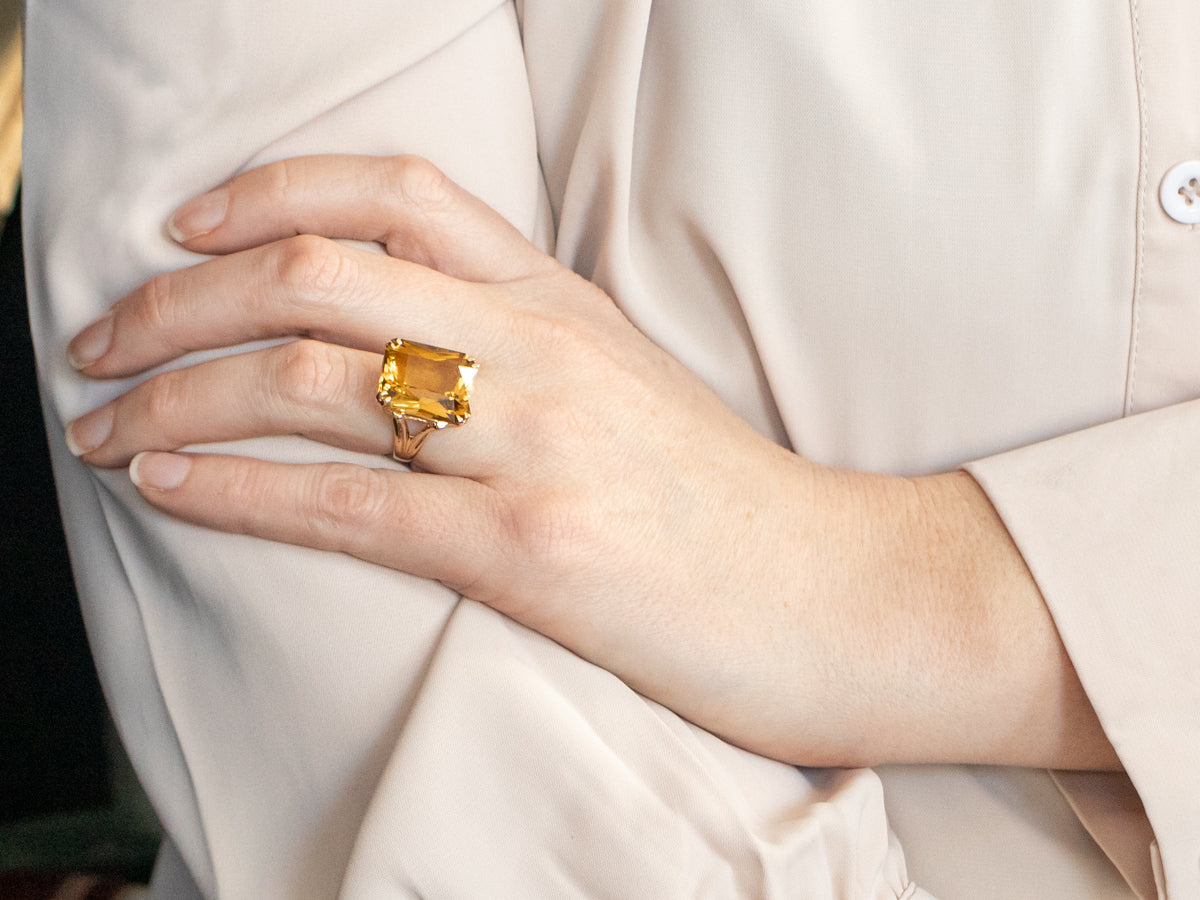 Citrine Cocktail Split Shank Ring