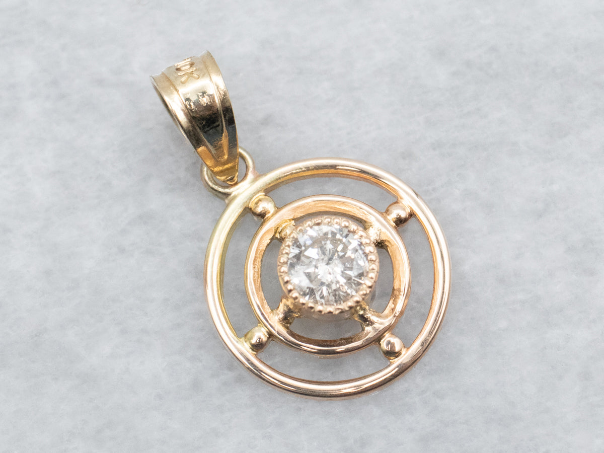 Yellow Gold Bullseye Diamond Pendant