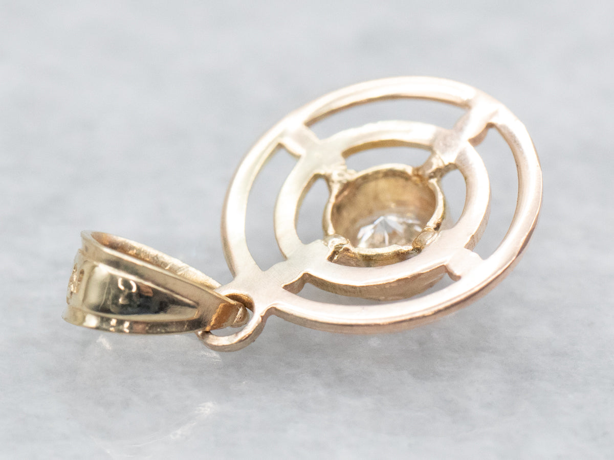 Yellow Gold Bullseye Diamond Pendant