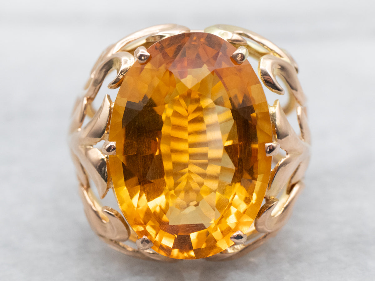 Citrine Solitaire Cocktail Ring