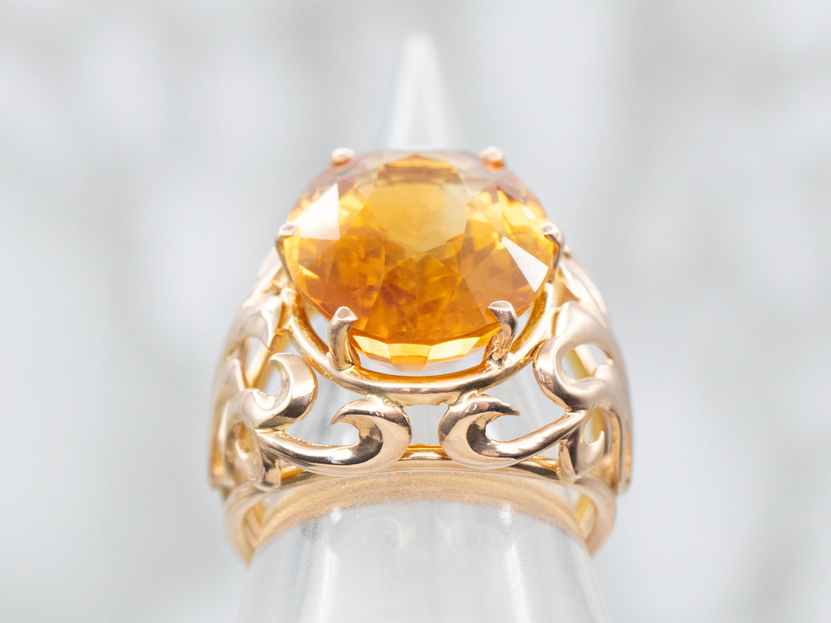 Citrine Solitaire Cocktail Ring