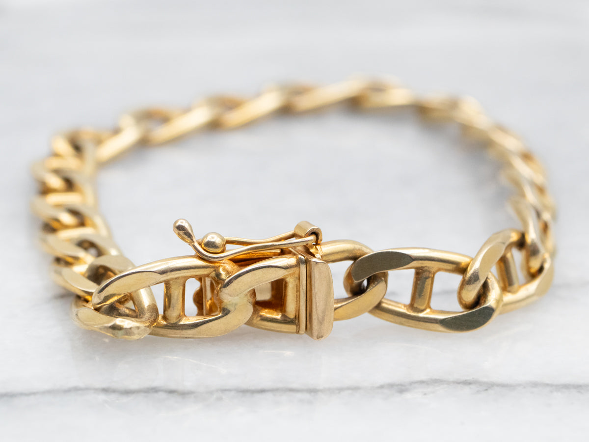 Yellow Gold Mariner Link Bracelet with Box Clasp