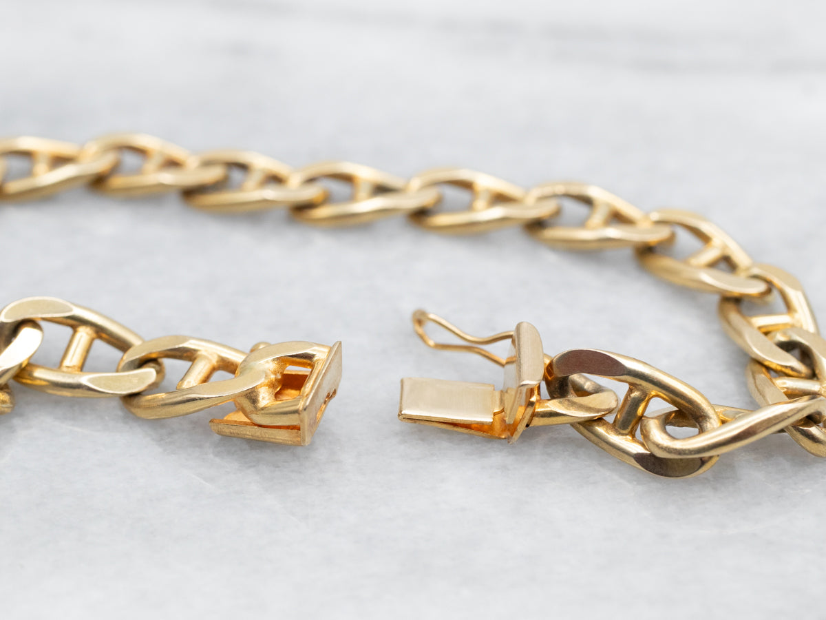 Yellow Gold Mariner Link Bracelet with Box Clasp