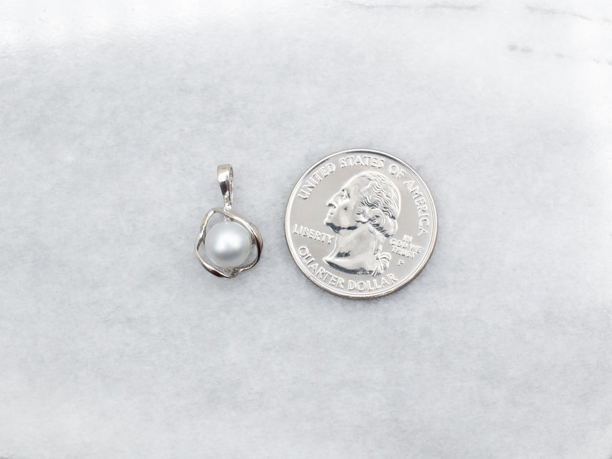 White Gold Pearl Pendant