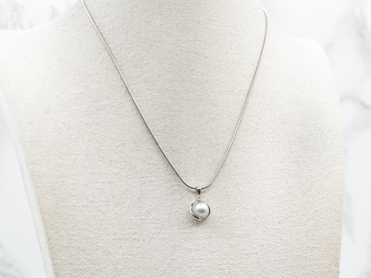 White Gold Pearl Pendant