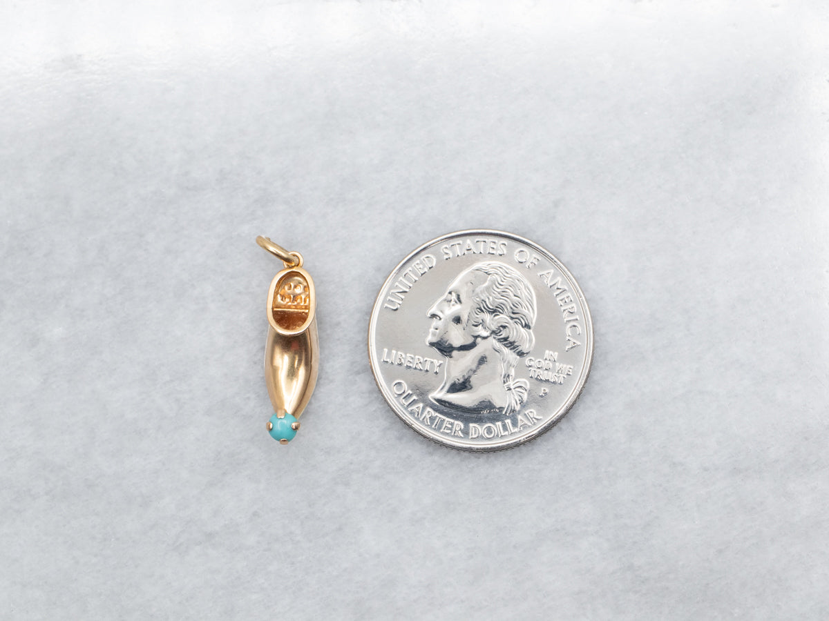 Charm para zapatos de cristal azul y oro amarillo