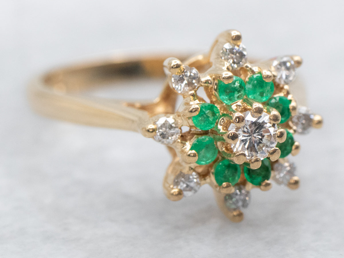 Gold Diamond and Emerald Ring