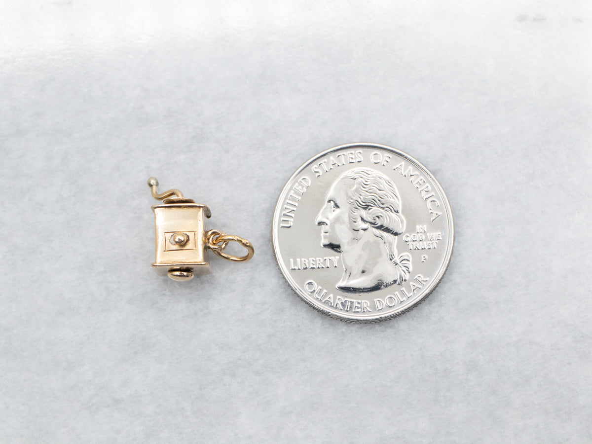 Yellow Gold Coffee Grinder Charm
