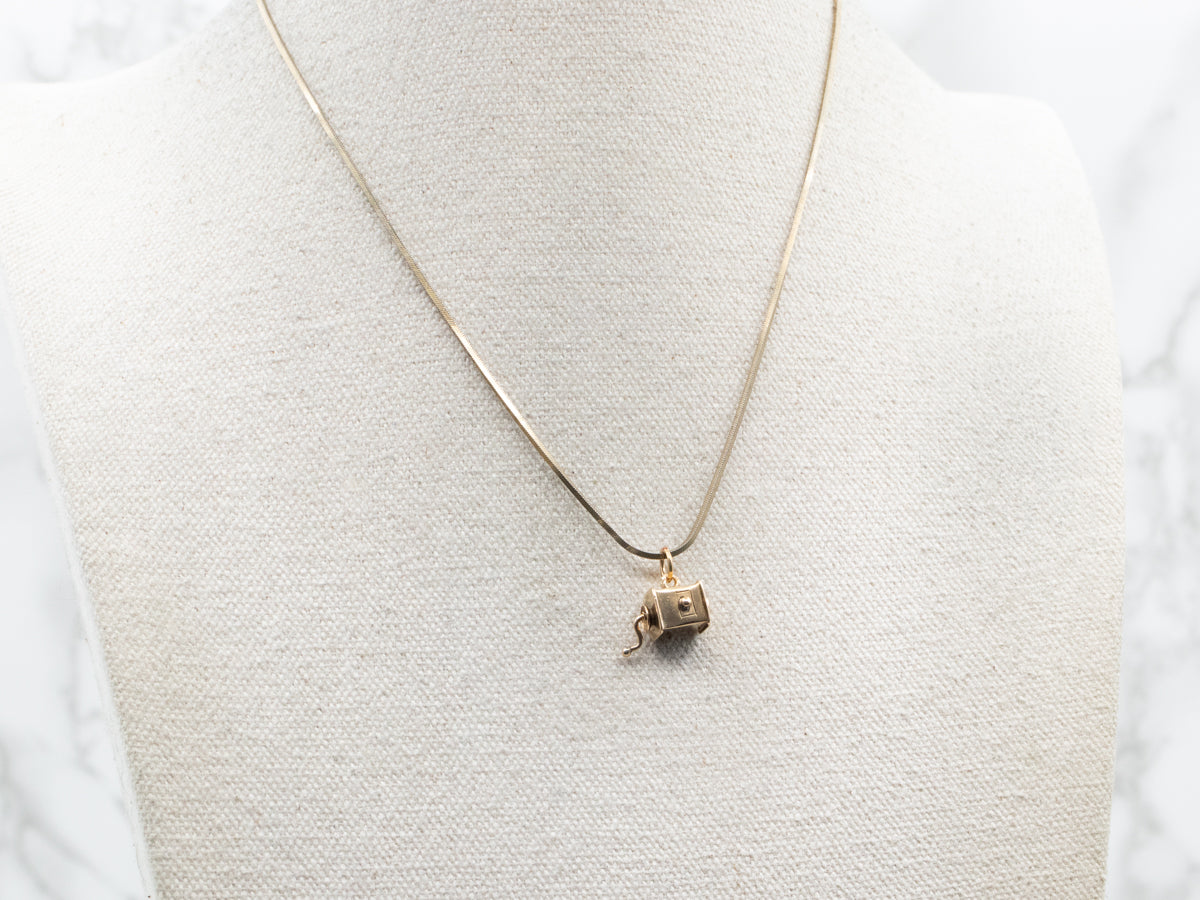 Yellow Gold Coffee Grinder Charm