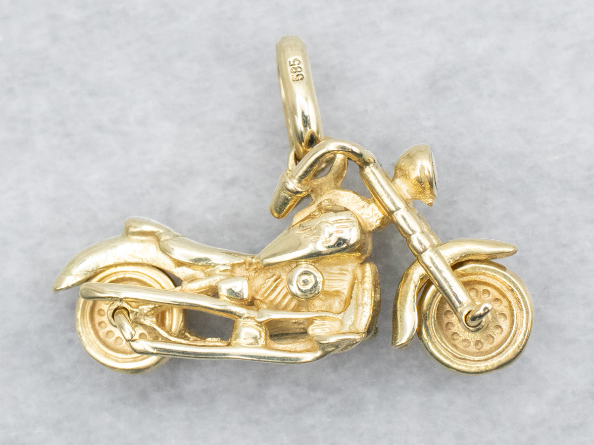 Charm de motocicleta dorada vintage