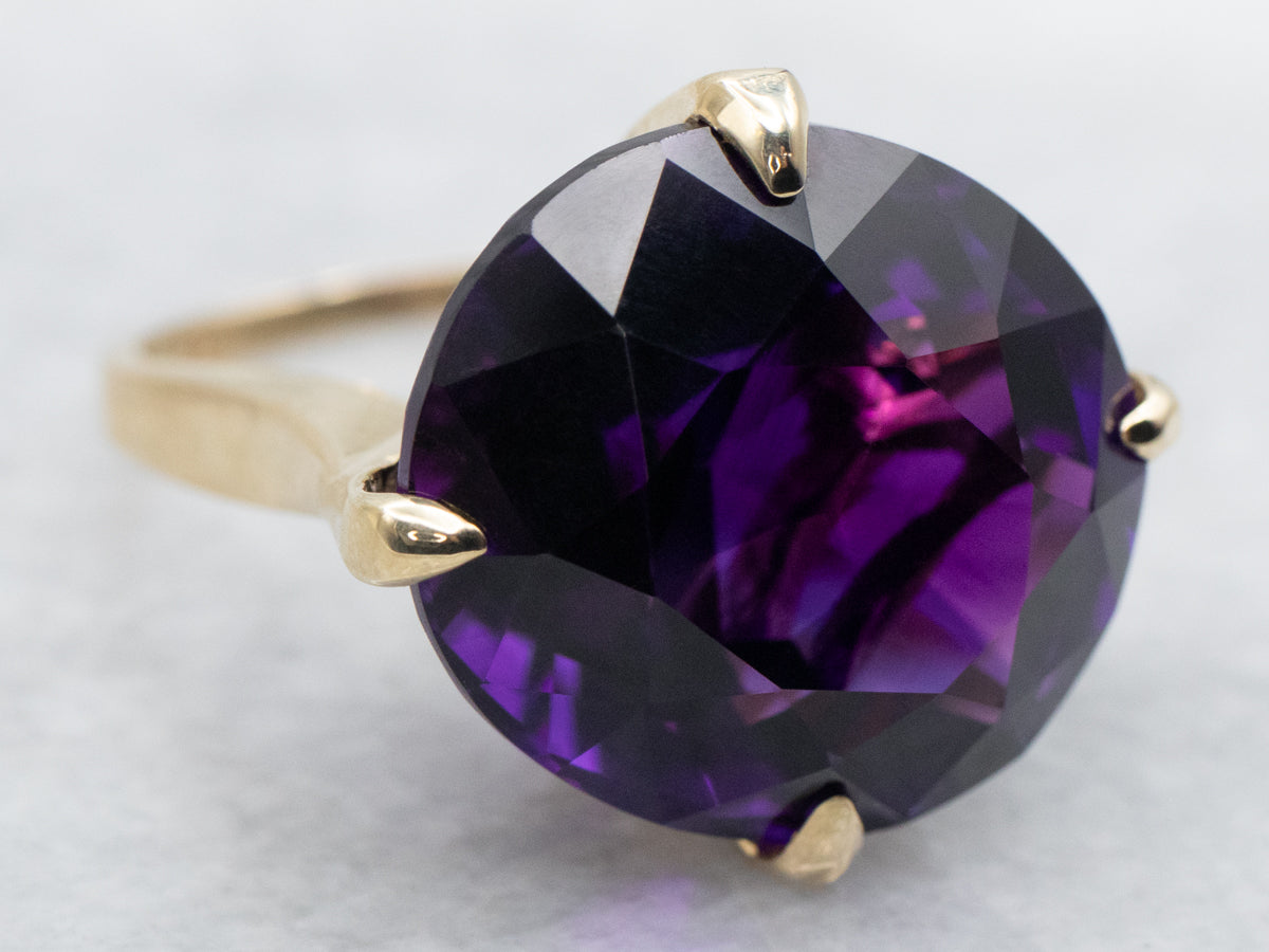 East to West Amethyst Solitaire Ring