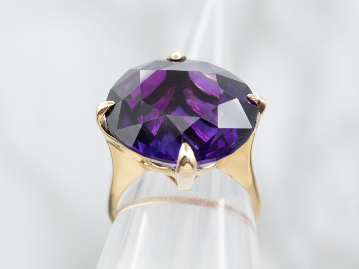 East to West Amethyst Solitaire Ring