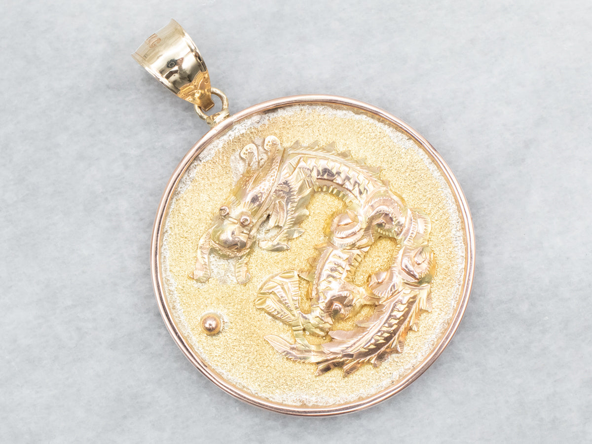 Yellow Gold Dragon Disc Pendant