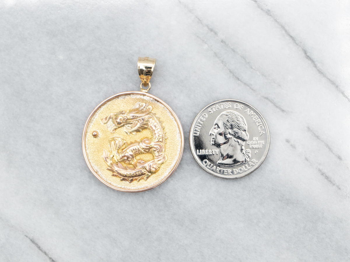 Yellow Gold Dragon Disc Pendant