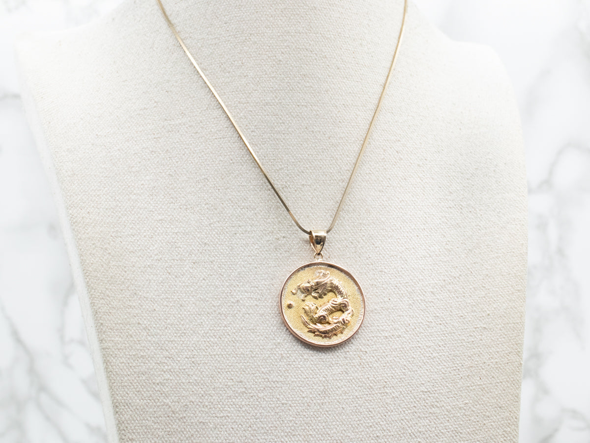 Yellow Gold Dragon Disc Pendant