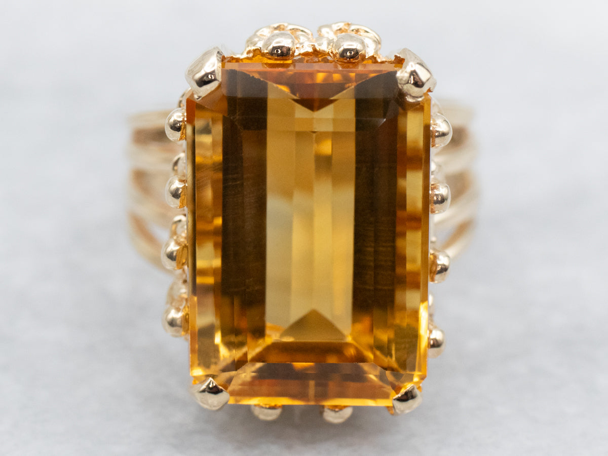 Citrine Solitaire Cocktail Ring