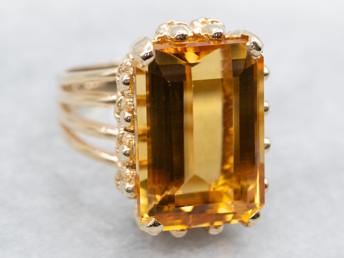 Citrine Solitaire Cocktail Ring